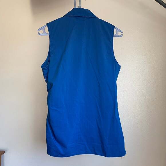 Deep Blue Ruffled Sleeveless blouse - Picture 3 of 4